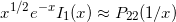 \begin{equation*} x^{1/2} e^{-x} I_1(x) \approx P_{22}(1/x) \end{equation*}